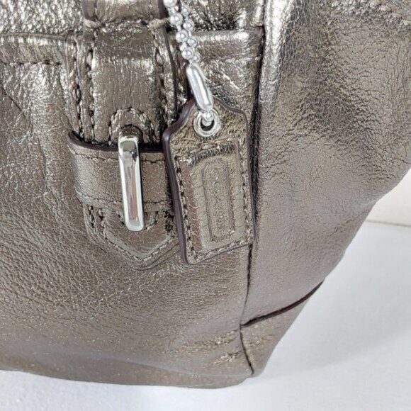 NWT! Coach Metallic Gunmetal Mini Chelsea Leather Satchel Bag - Picture 3 of 12